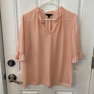 Coral and white striped blouse